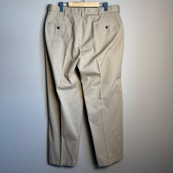 Haggar Mens Chino Casual Dress Pant Beige/Tan Size Tag: 36x30 Flat Front Trouser - Picture 4 of 13